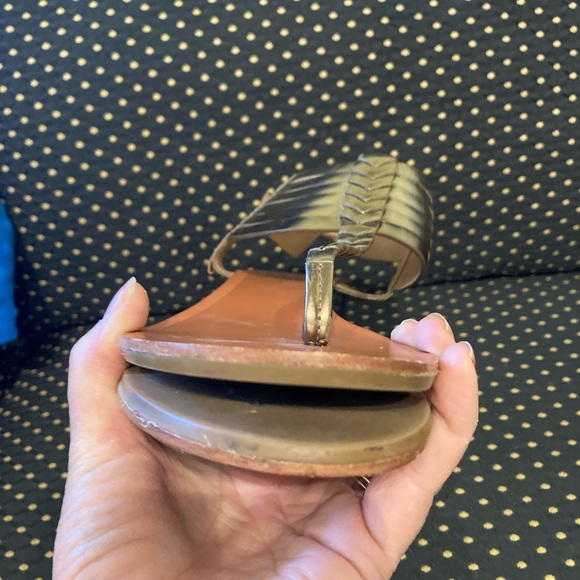 COACH India Mirror Metallic Dark Gold Bronze Wedge Sandals 7.5 B - Picture 5 of 11